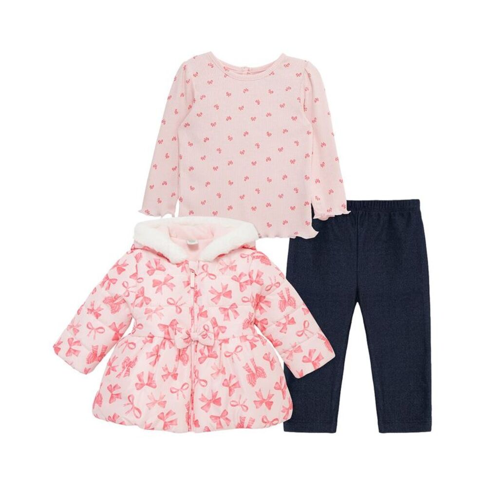 Little Me Girls  3Pc Bow Jacket Set, Pink